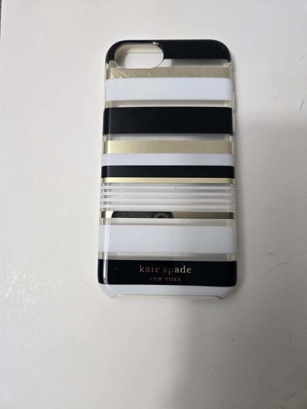kate spade New York Black White & Gold Stripe iPhone Case